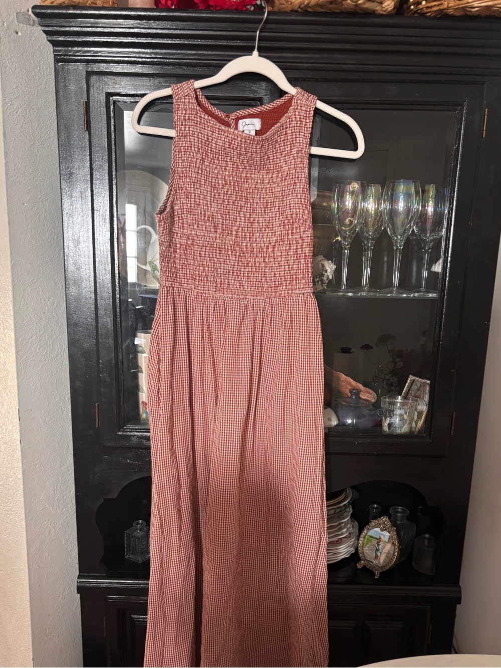 Japna Rust Red Gingham Midi Dress